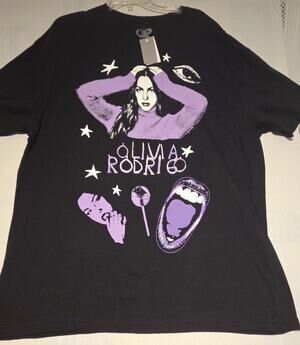 Olivia Rodrigo Graphic T-Shirt Black Purple Star Band Merch Size 2XL NWT